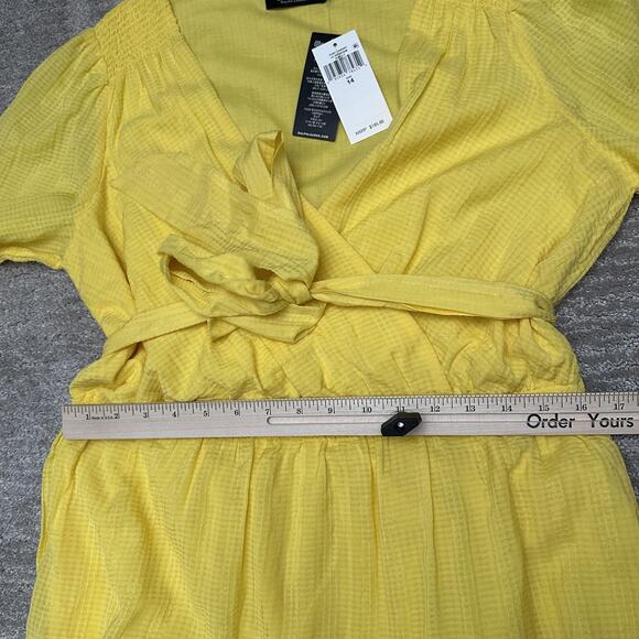 Lauren Ralph Lauren Dress Women 14 Yellow Gingham Tie Waist Tiered Spring Easter - Picture 14 of 15